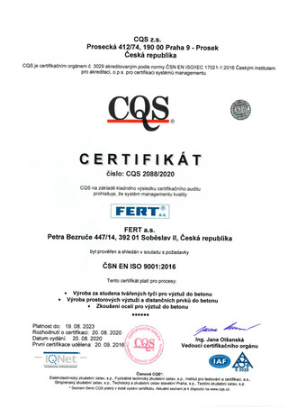 Company’s CZ certification