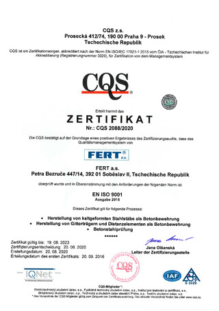 Company’s DE certification