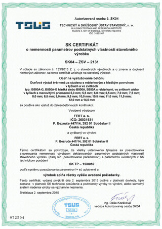 Steel coils and bars - certificate