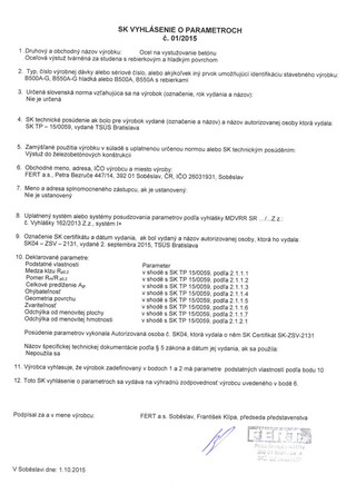 Steel coils and bars - parameters