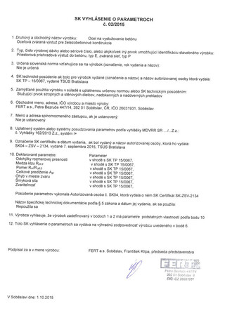 E and P type reinforcement, parameters